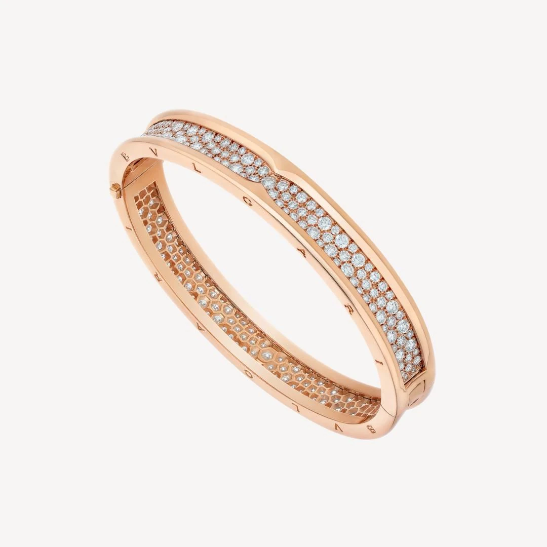 Rose-tone diamond-set nail-form bracelet