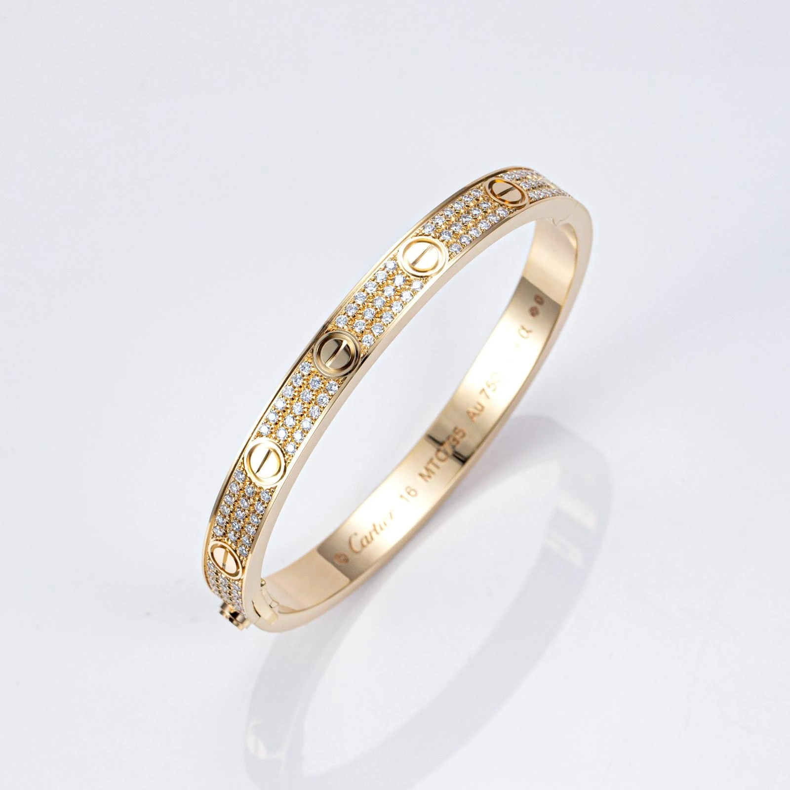 Yellow-tone pavé screw-motif bracelet
